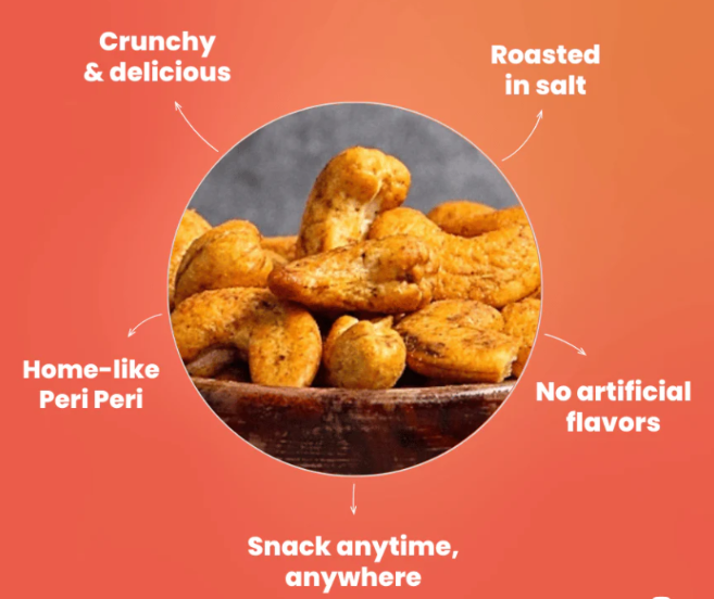 Peri Peri Roasted Cashews-500Gms